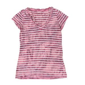 Gap Short Sleeved Top, Pink/White Stripes Size M